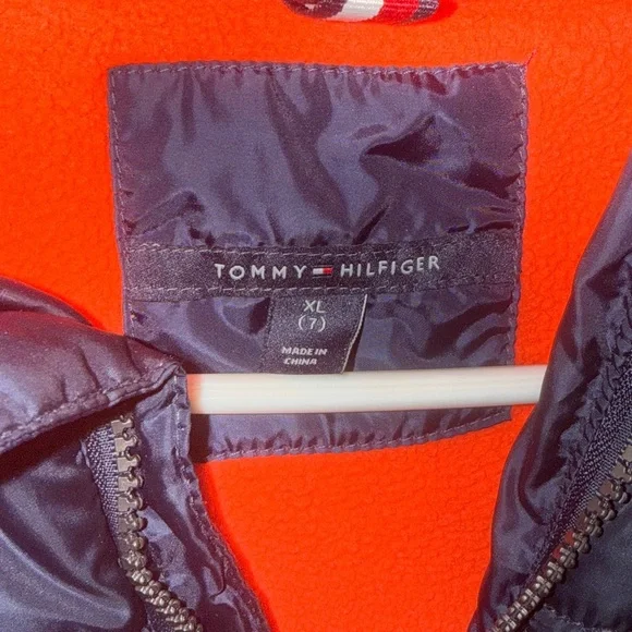Tommy Hilfiger Navy and Orange Kids Puffer Jacket - Picture 3 of 6